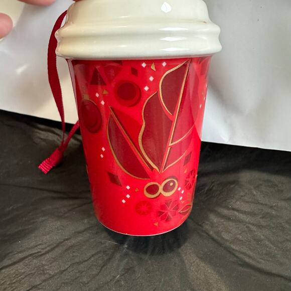 Starbucks Coffee Cup Holiday 2013 Ceramic Red Christmas Ornament Collectible - Picture 5 of 8